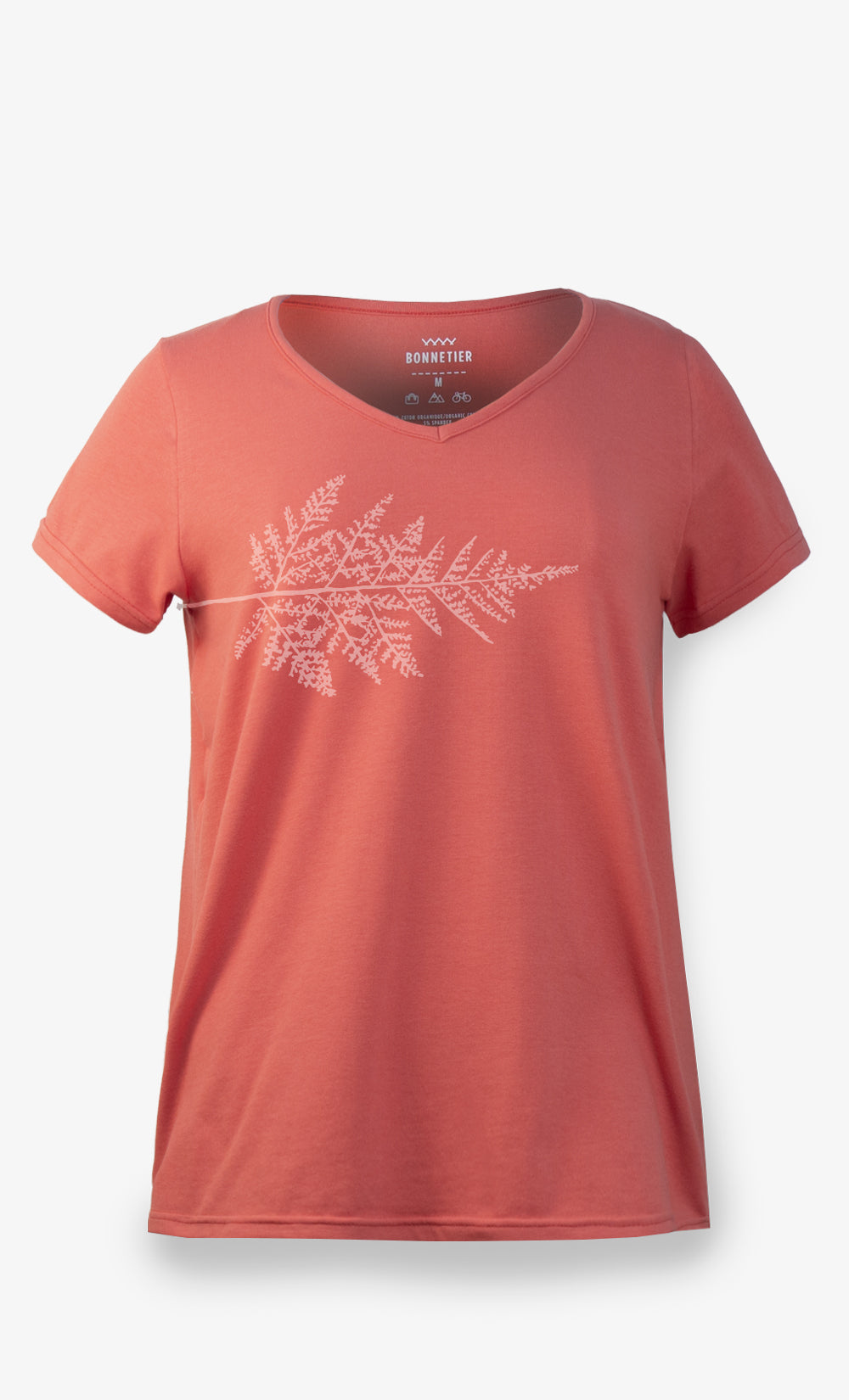 T-shirt col V femme couleur tomate imprimé floral Spring