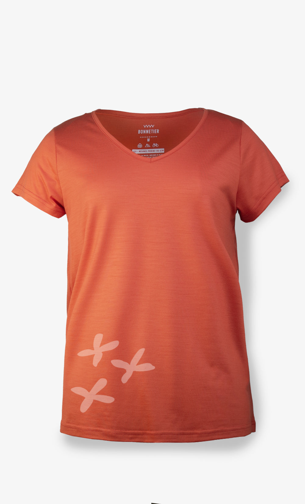 Women's Ultralight Red Orange Merino T-Shirt - Daisy