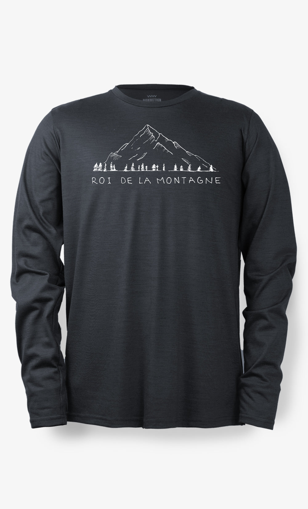 Men's Techcrew Merino Wool Long Sleeve Heather Black - King of the Mountain