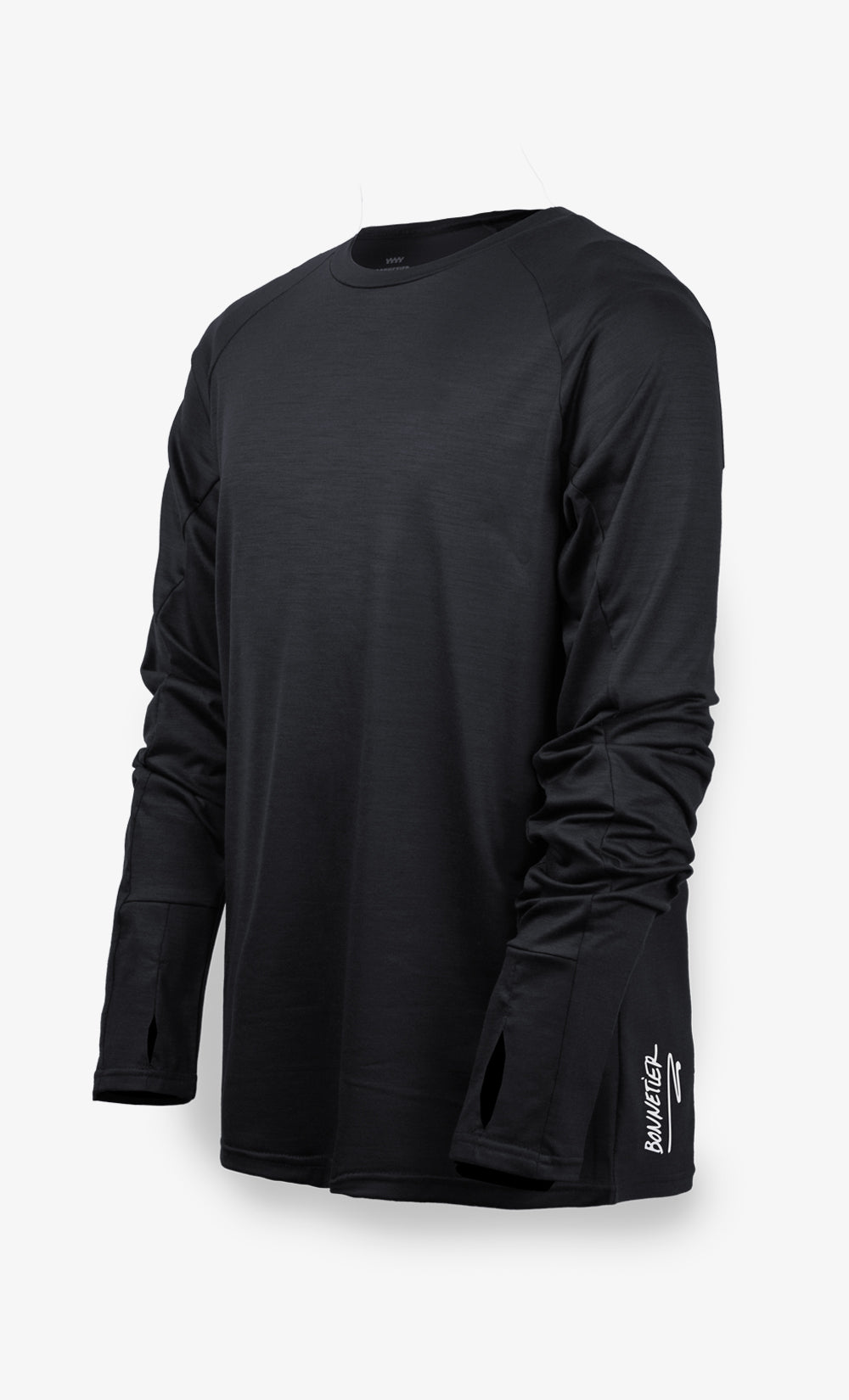 Chandail en laine mérinos noir Stretchwool™ Performance, manches longues pour homme.