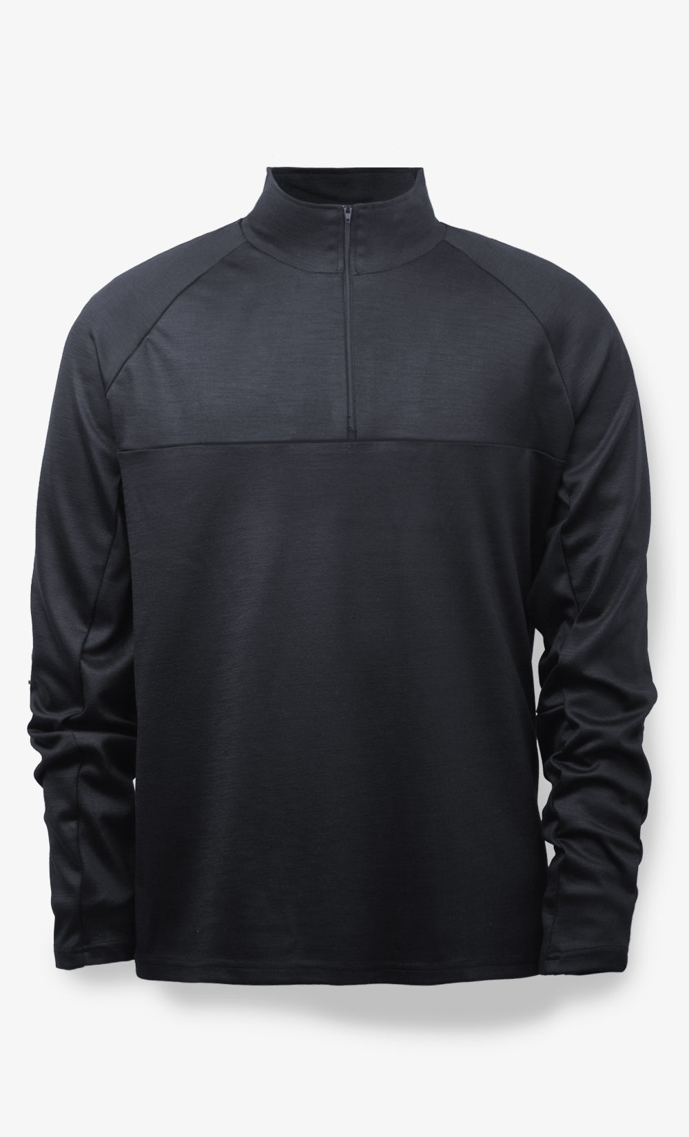 Haut à Manches Longues Mérinos Homme Demi-Zip Noir