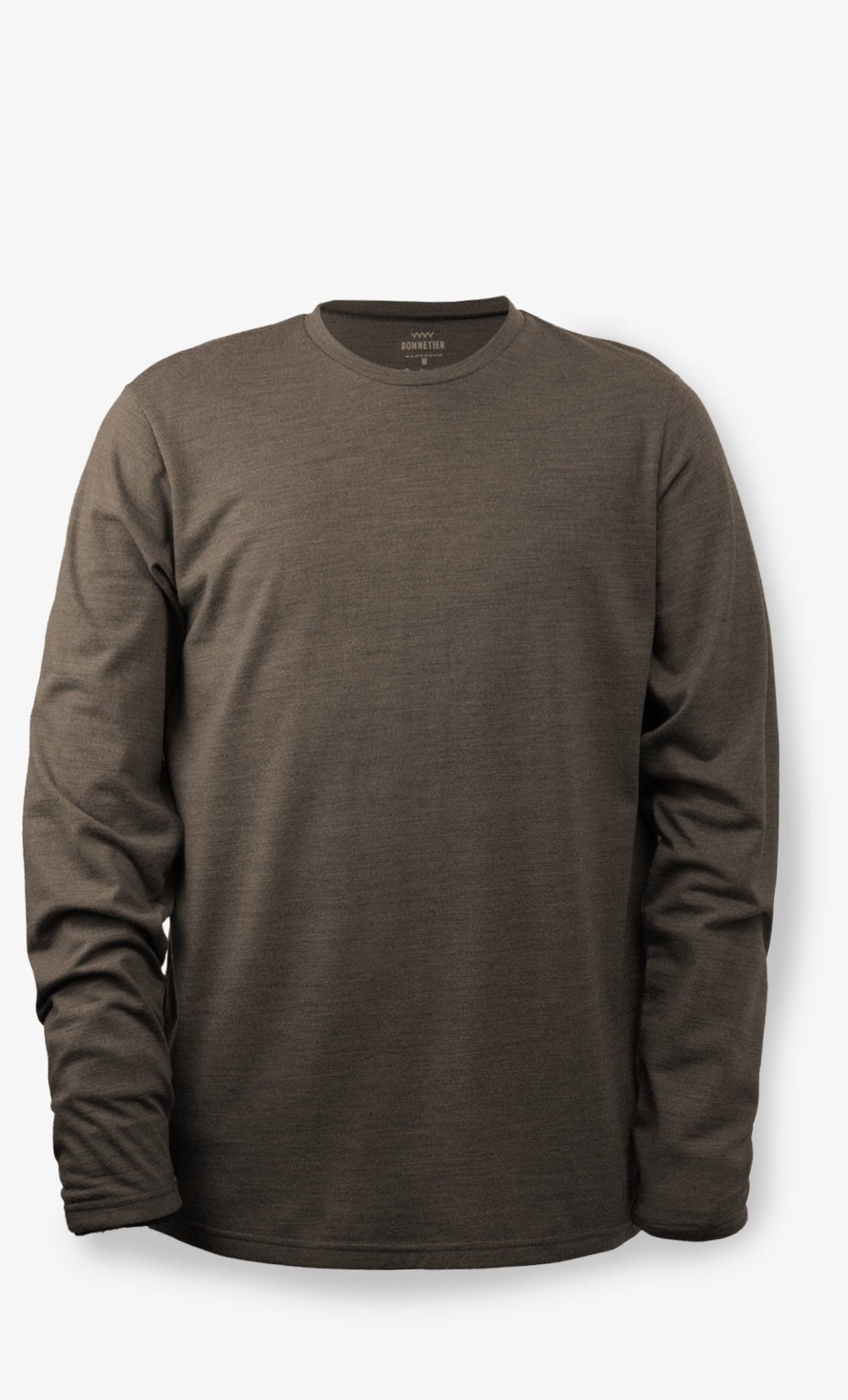Men's Long Sleeve Merino Flannel Shirt Brown - Plain