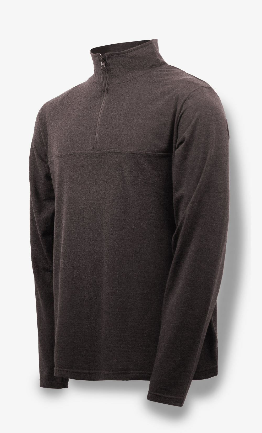 Demi-Zip Mérinos Homme Flanelle Brun