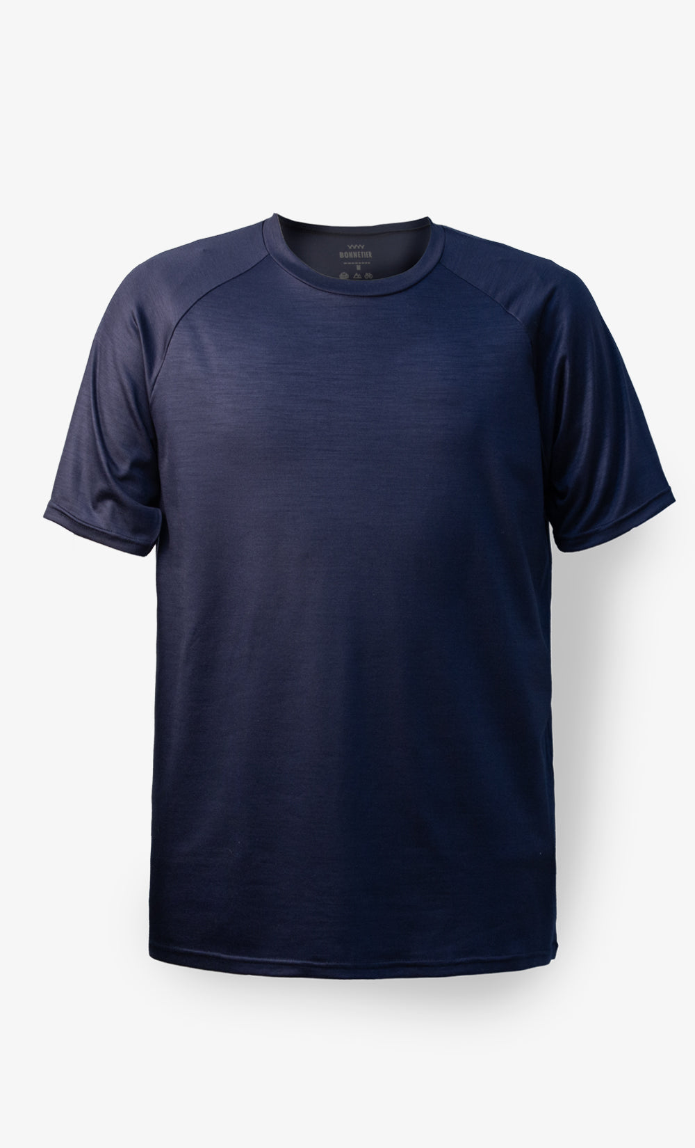T-shirt d’entraînement homme en laine mérinos Stretchwool™ marine BONNETIER fabriqué au Canada