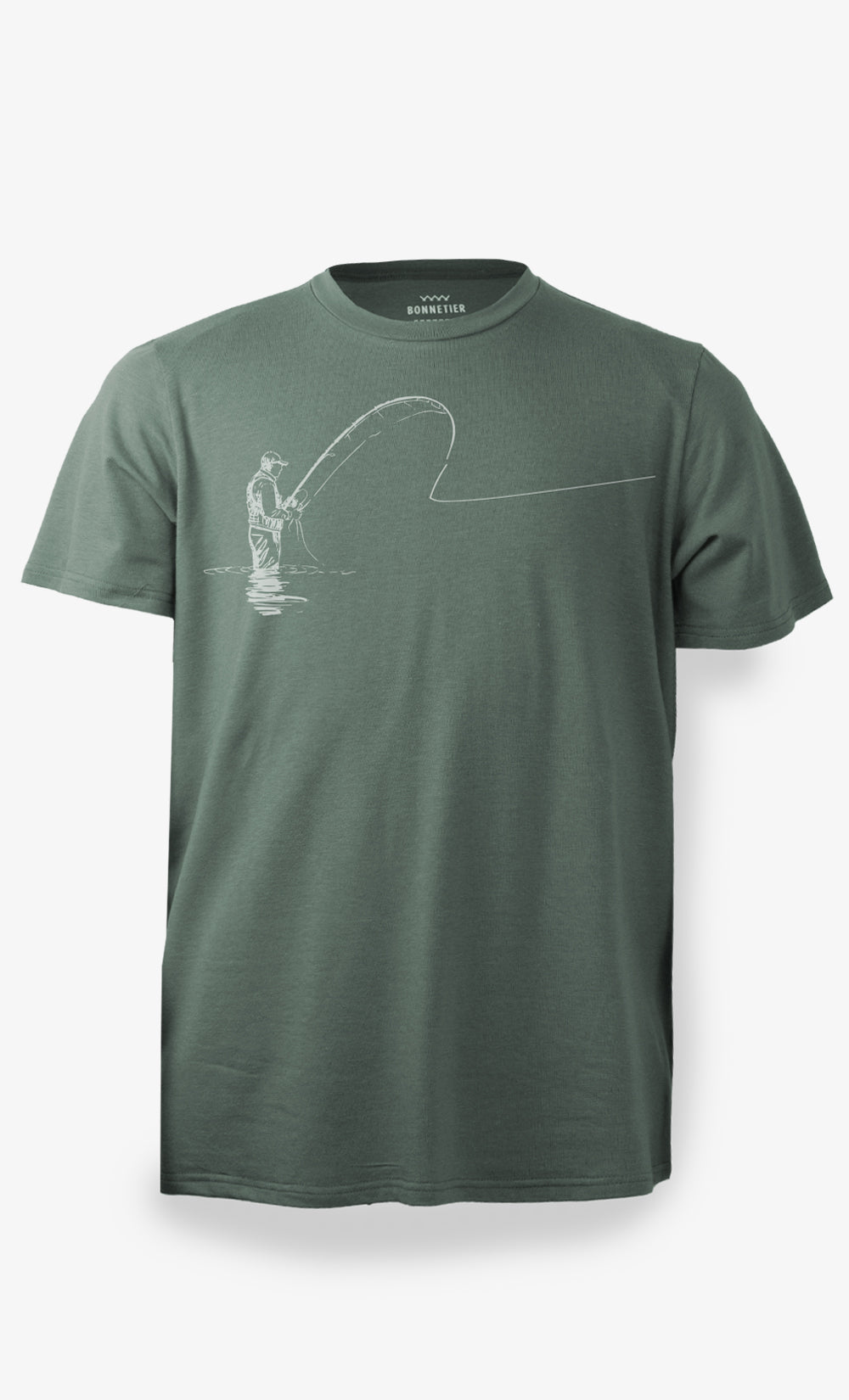 T-Shirt Homme Sauge - Pêche