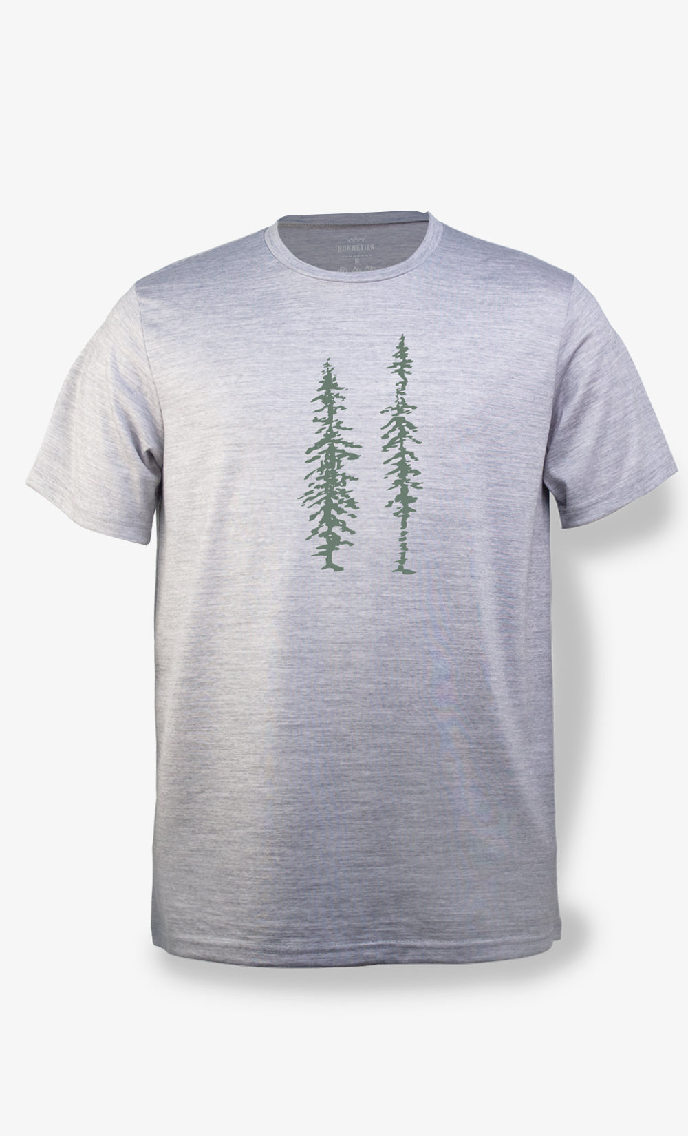 T-Shirt Mérinos Homme Gris Ultra Léger - Arbre Pixel