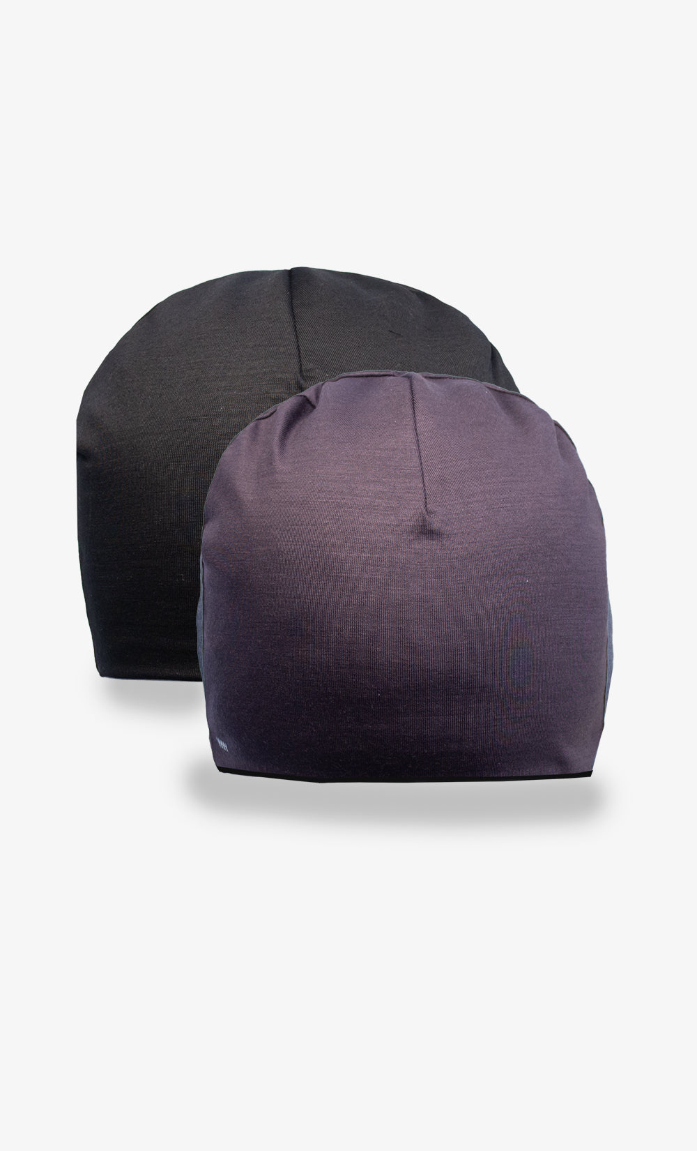 Tuque réversible en laine mérinos, violet et noir