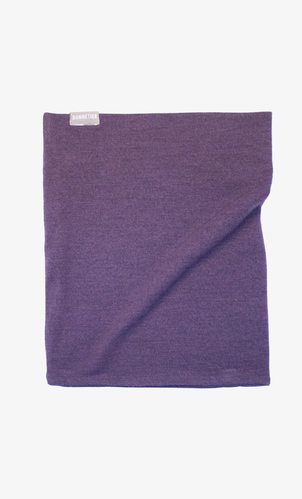 Cache-Cou  double Mérinos flanelle - Aubergine Chiné