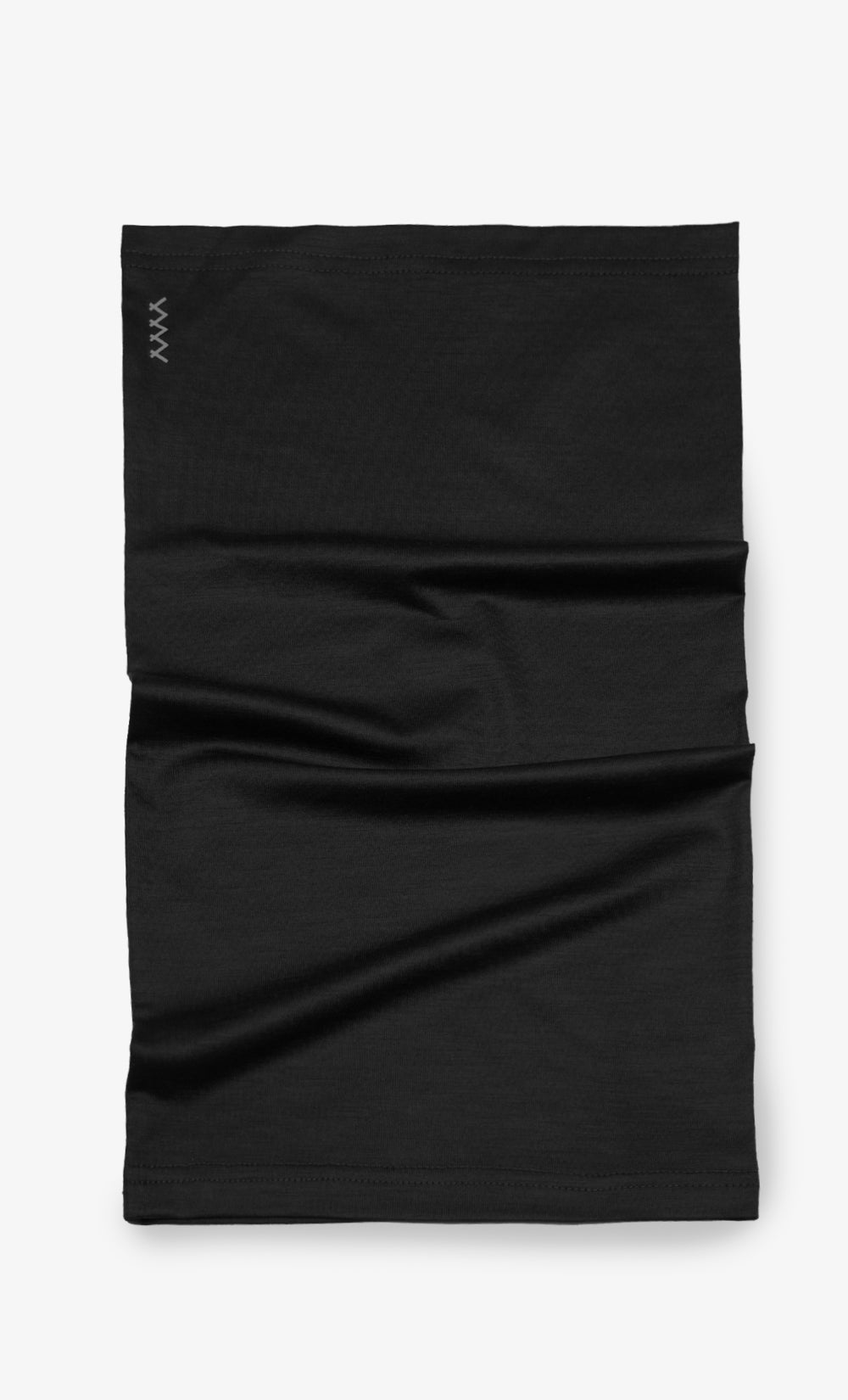 Cache-cou tubulaire BONNETIER Stretchwool noir en laine mérinos extensible, fabriqué au Canada.